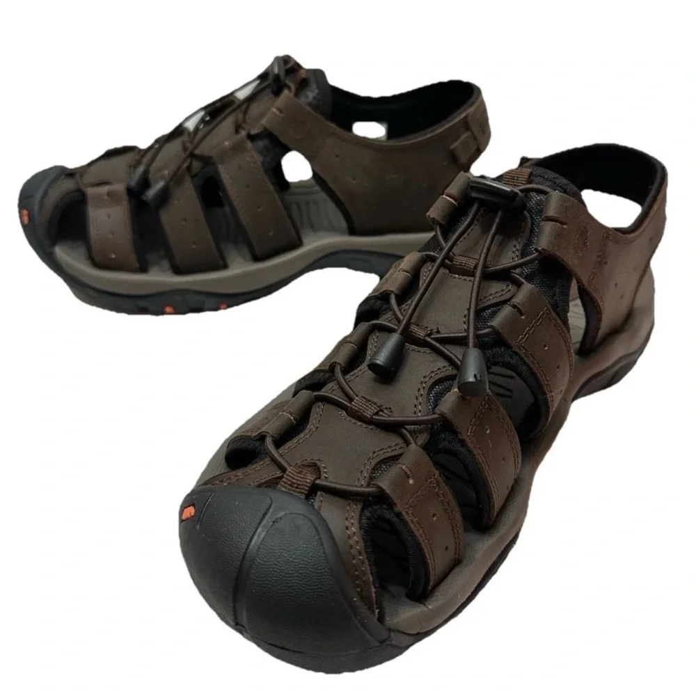 Propét Kona Leather Fisherman Sandal-Men’s Brown Shoes Sz 11.5-Outdoors Hiking